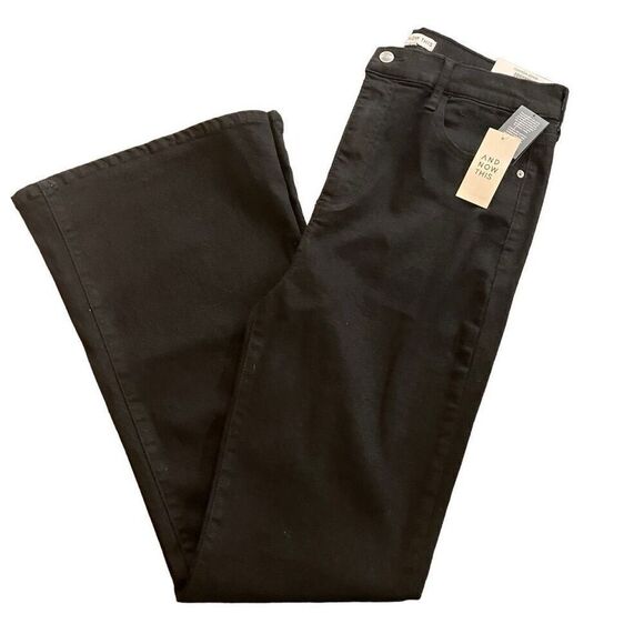 And Now This NWT High Rise black jeans size 32 footed through hip & thigh flares - Picture 1 of 14